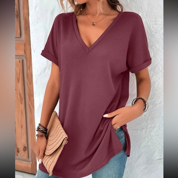 Cozy  V neck Dolman Sleeve oversized Top - Picture 2 of 7